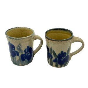 Monroe Salt Works Pottery Mugs Iris Handmade Art Studio Pottery Coffee Cup Lot